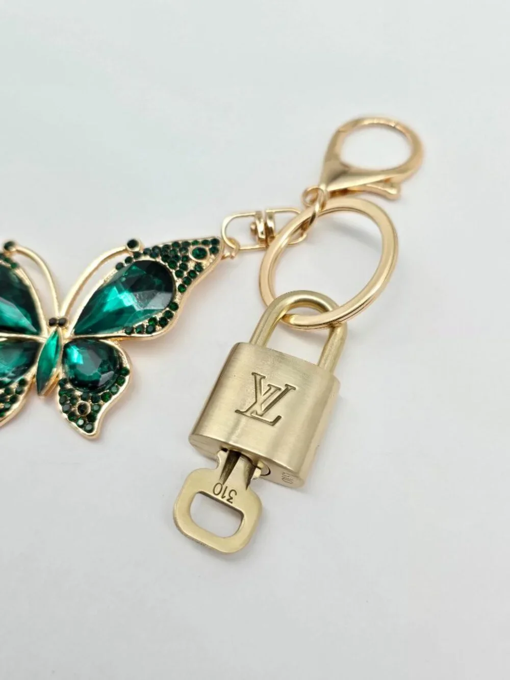 Authentic Louis Vuitton Gold Padlock 🔒 Key Set w/ Butterfly Bag Charm